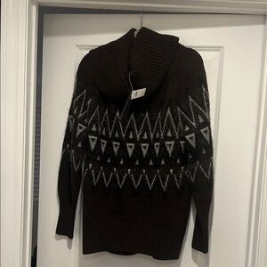 Banana Republic Chocolate Brown Patterned Turtleneck Sweater
